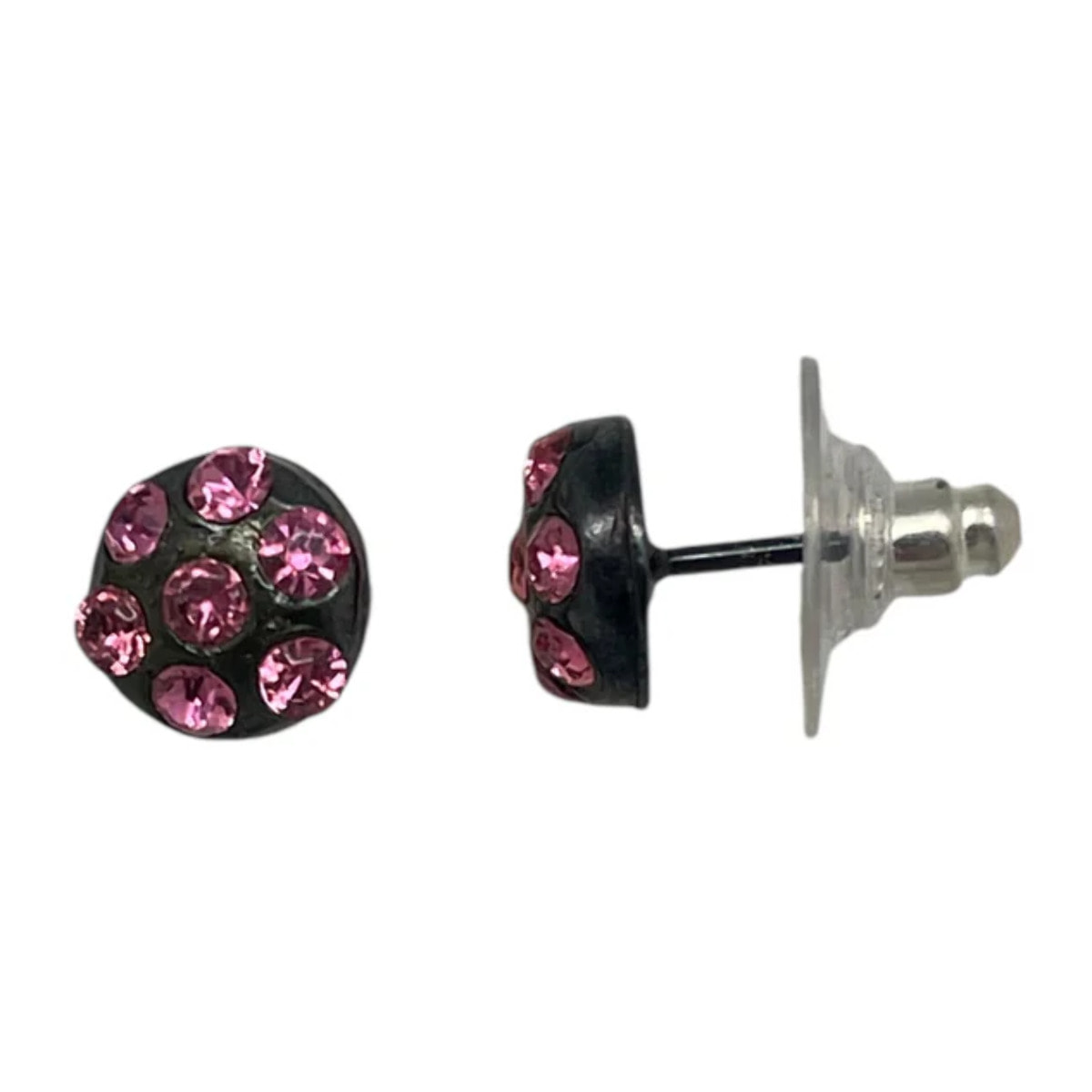 Pack 3 pares pendientes surtido2 botón multicristal SW plata 10µ en negro.