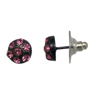 Pack 3 pares pendientes surtido2 botón multicristal SW plata 10µ en negro.