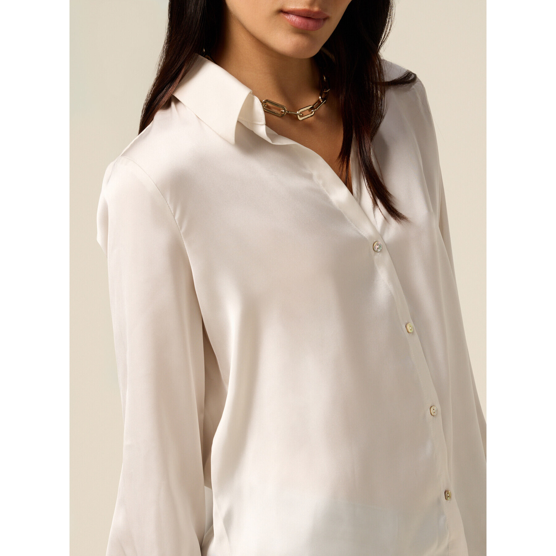 Oltre - Camisa de satén - Blanco