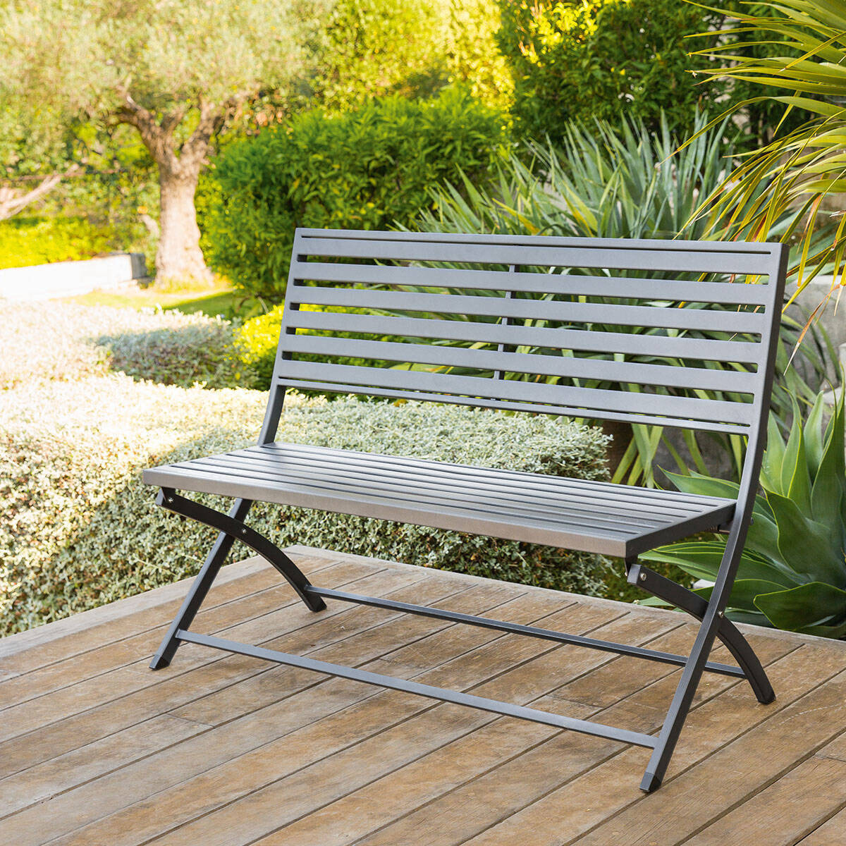 Banc de jardin pliant Olbia Graphite