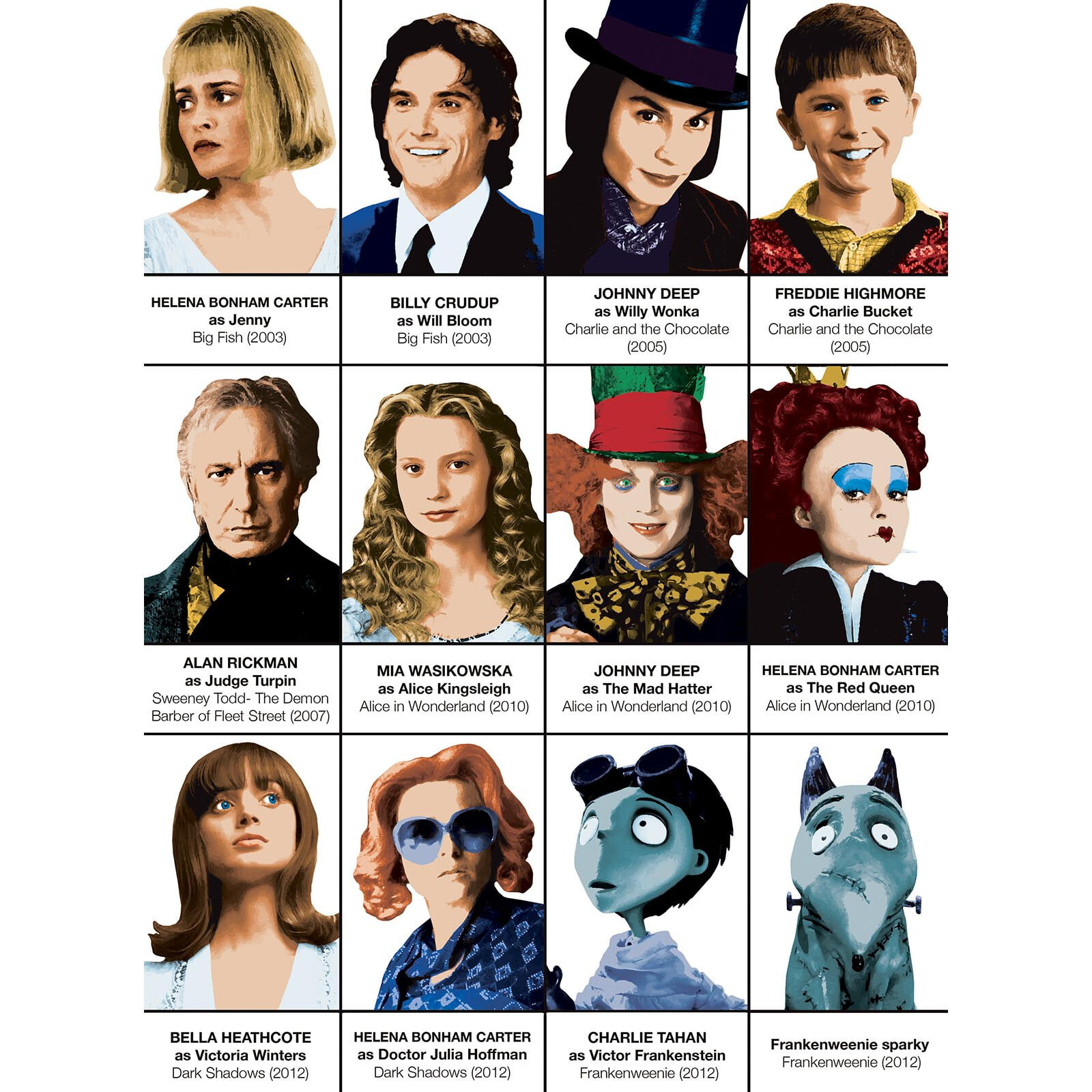 Affiche - Tim Burton characters - Olivier Bourdereau