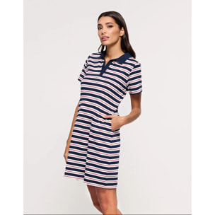 Vestido Polo Corto Azul y Rosa - Marinu