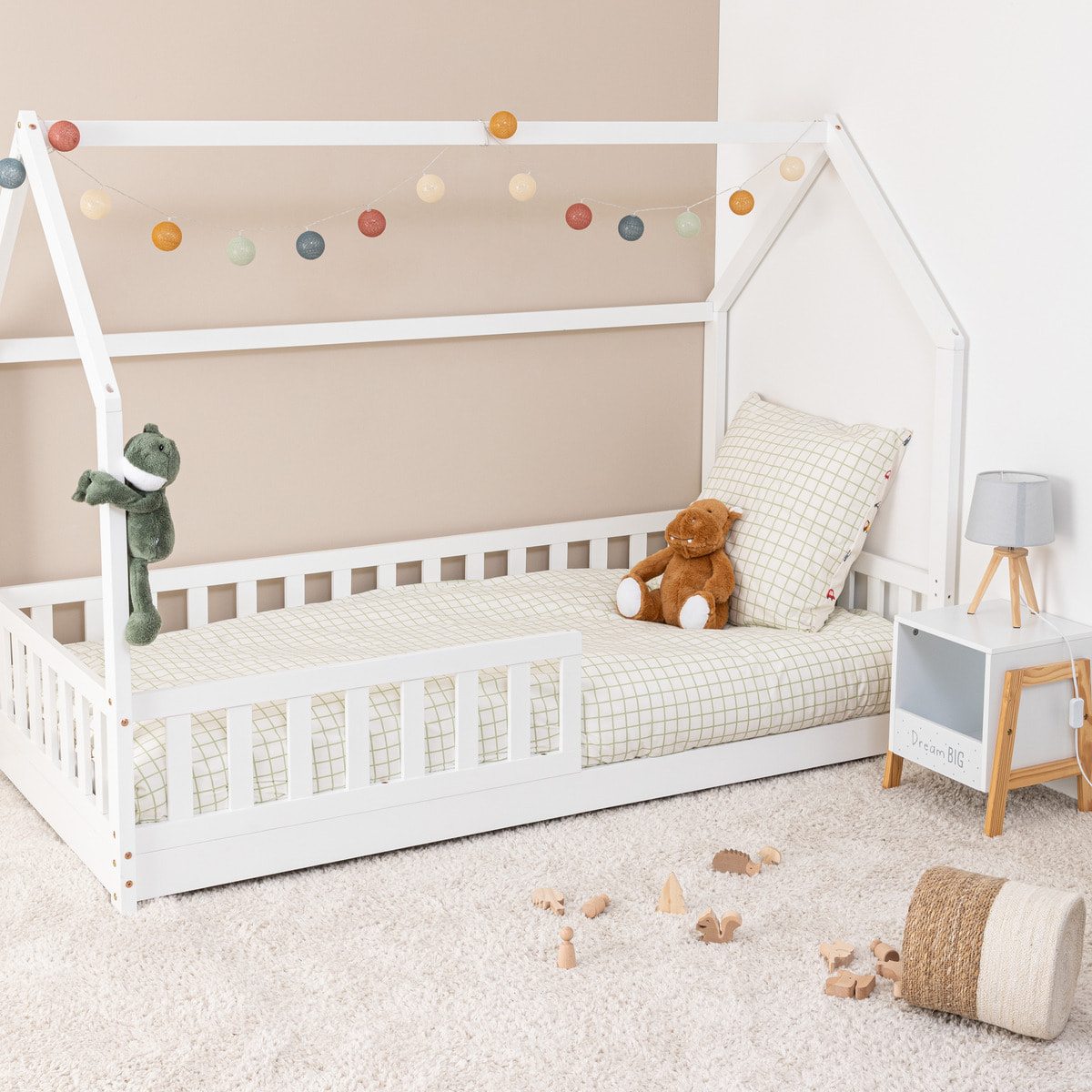 Lit cabane enfant Bosco blanc 90x190cm