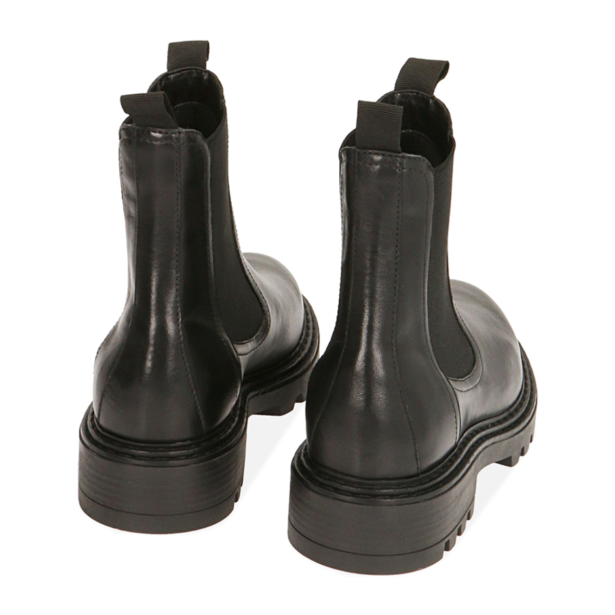 Chelsea boots neri in pelle, tacco 3,5 cm