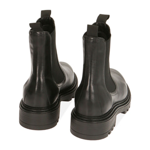 Chelsea boots neri in pelle, tacco 3,5 cm