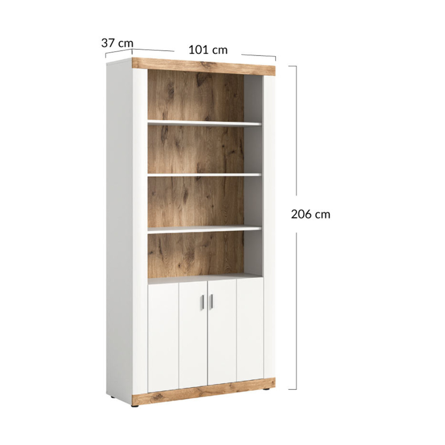 Coventry - étagère - blanc et bois - 101x204 cm - Bois / Blanc