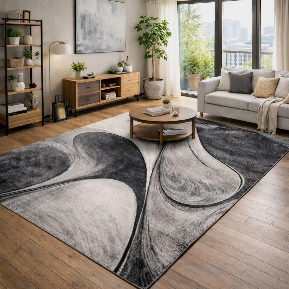 Tapis moderne Tavo avec motif de gouttes d'eau