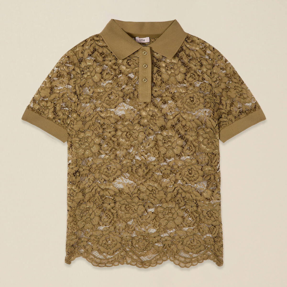 Oltre - Polo de encaje - Verde militare