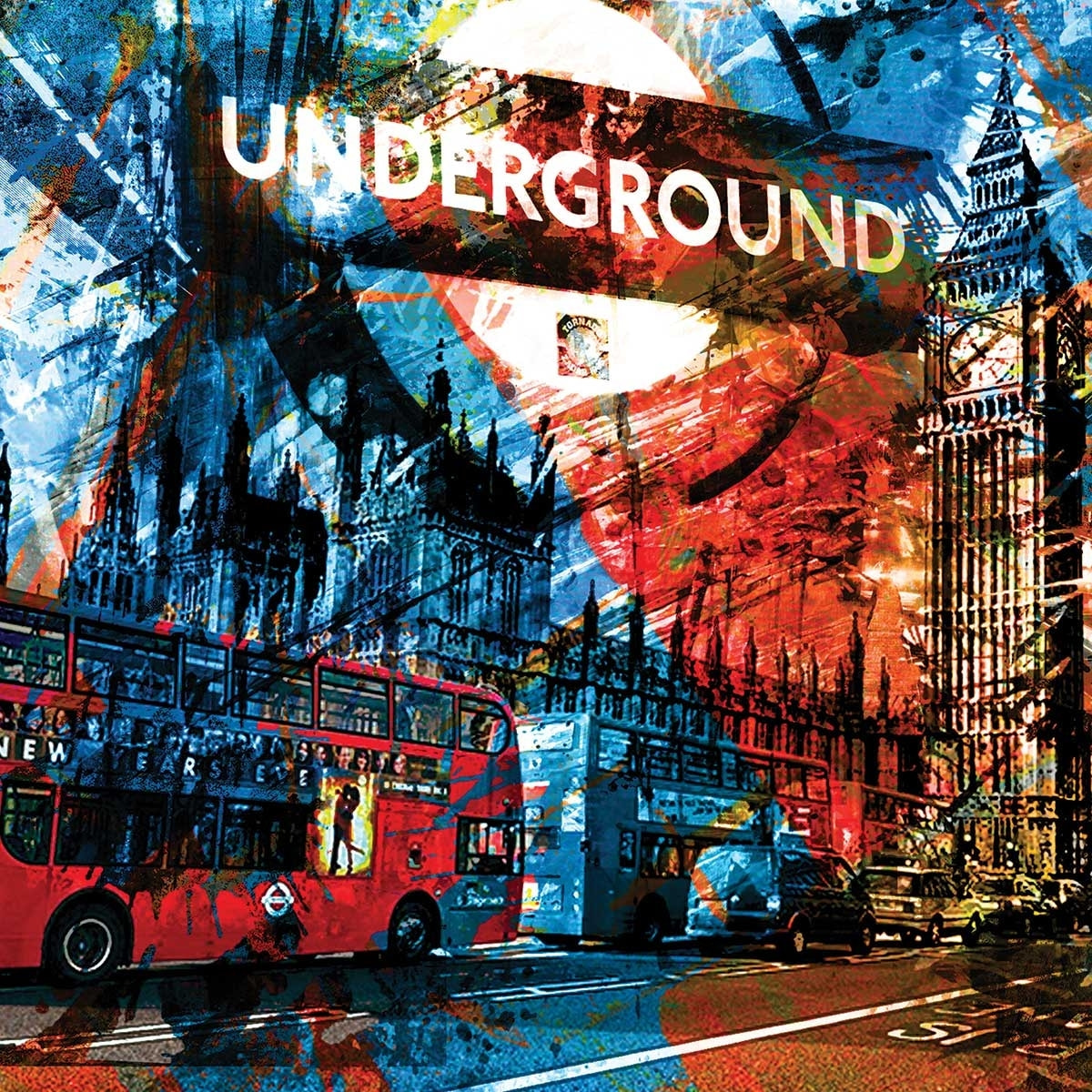 Affiche illustration graffiti london Affiche + cadre en bois - Chêne