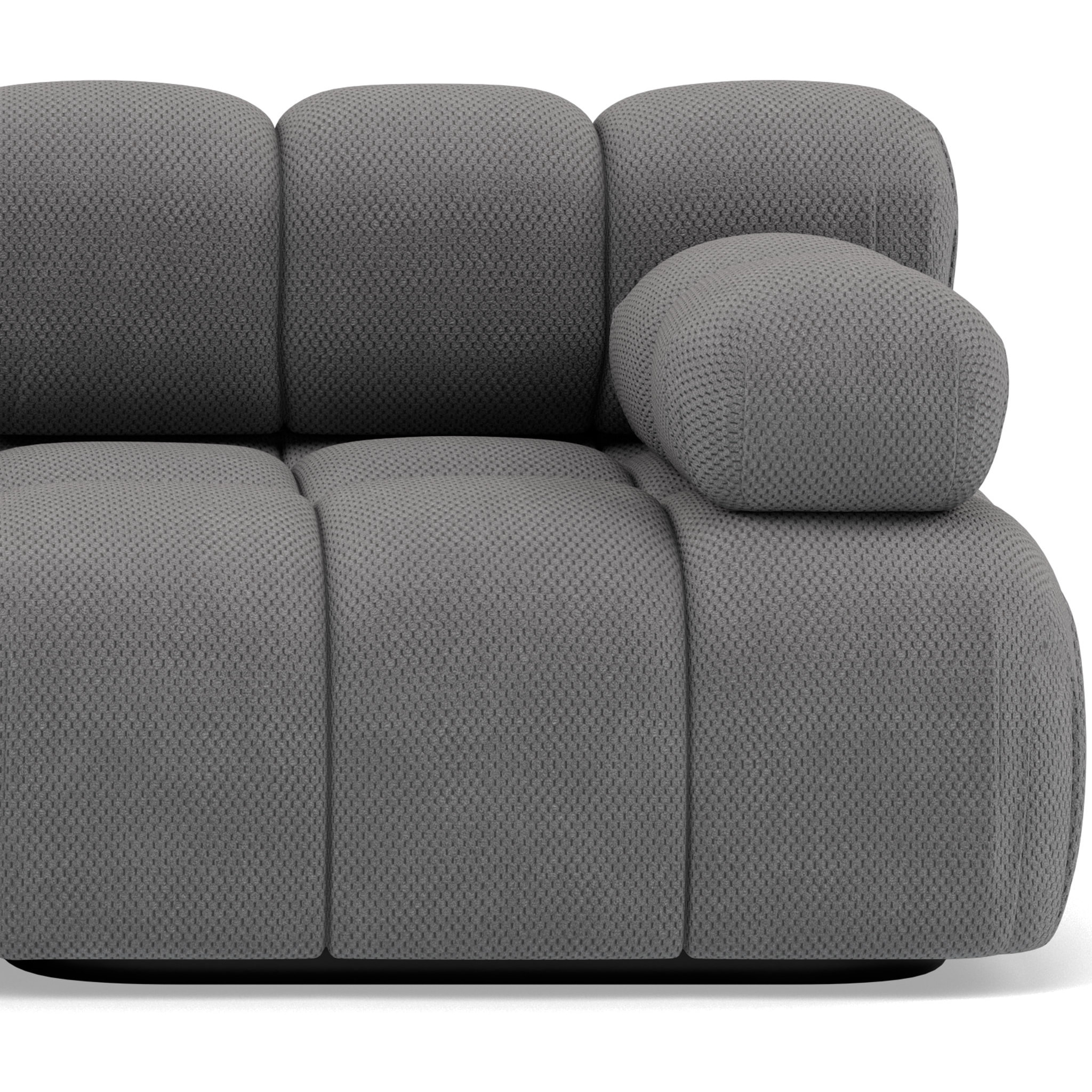 Ruby - canapé droit modulable 2 places en velours texturé - Gris