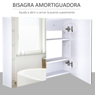 Armario de Baño con Espejo 2 Puertas y 3 Estantes interiores 80x15x60 cm