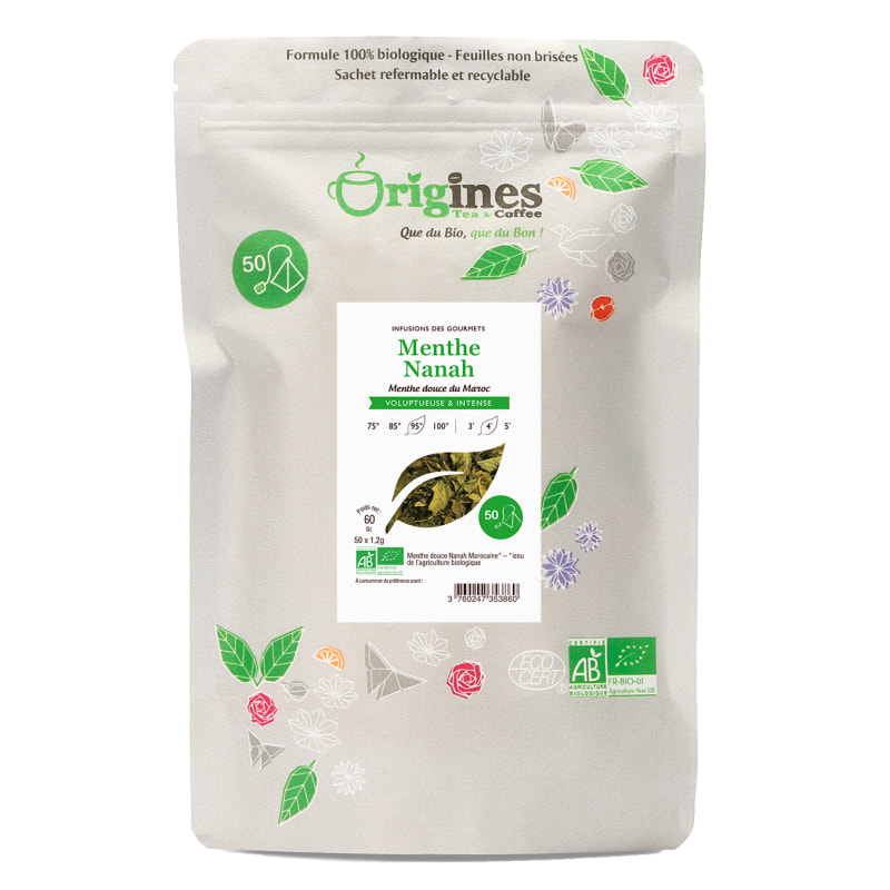 Menthe Nanah - Infusion Bio plante naturelle - Infusettes 50x1,2g