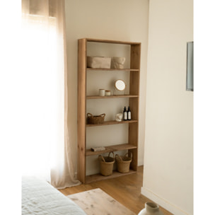 Estantería de madera maciza tono roble oscuro con 4 estantes Alto: 182 Largo: 80 Ancho: 20