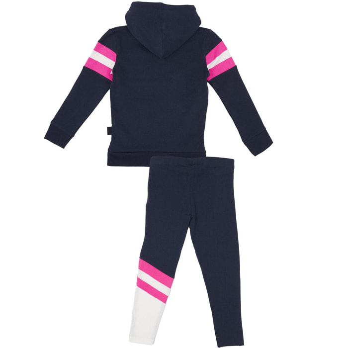 Chándal de niña con capucha y banda horizontal Basic