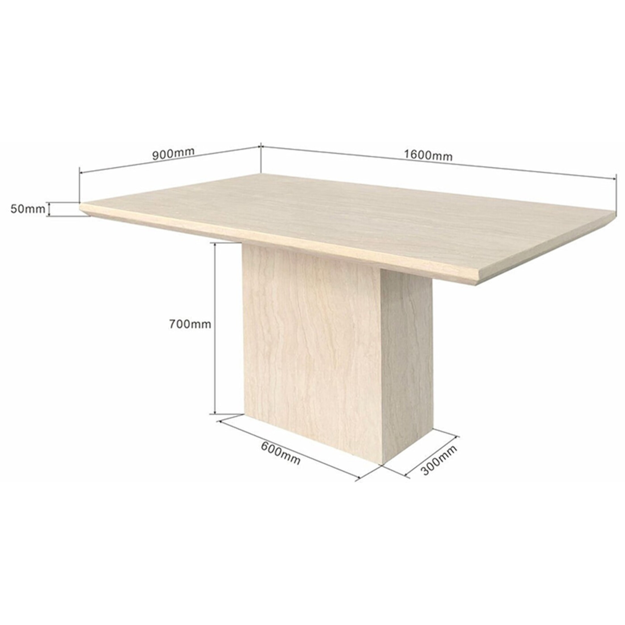 Table Travertino 160x90cm Kare Design