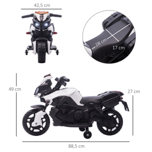 Moto Eléctrica para Niños 18-48 Meses 6V con Faros Bocina 88,5x42,5x49 cm Blanco