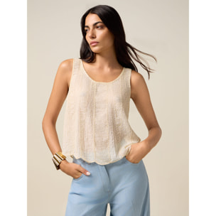 Oltre - Top con ricamo in perline - Bianco