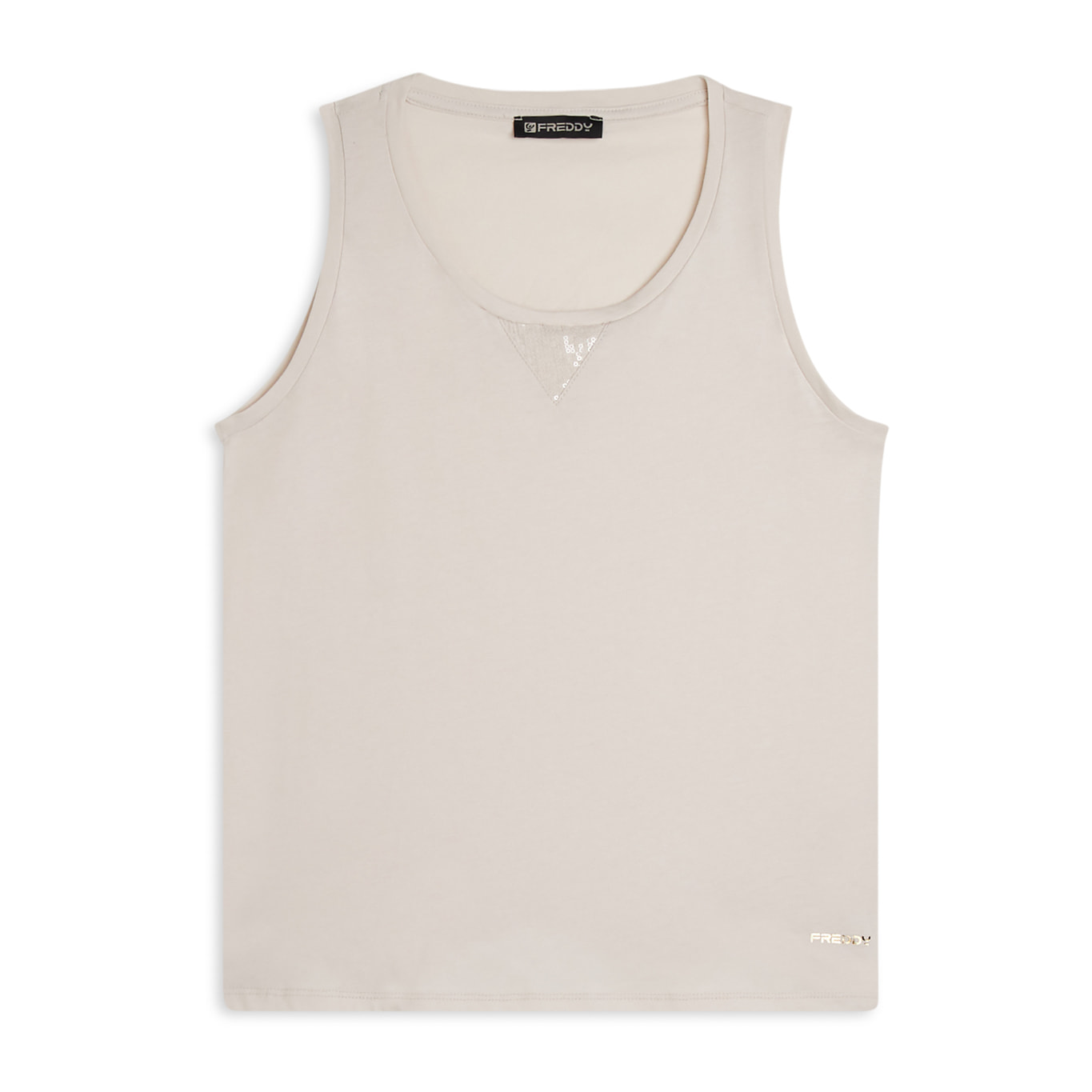 Canotta regular fit in jersey con inserto paillettes