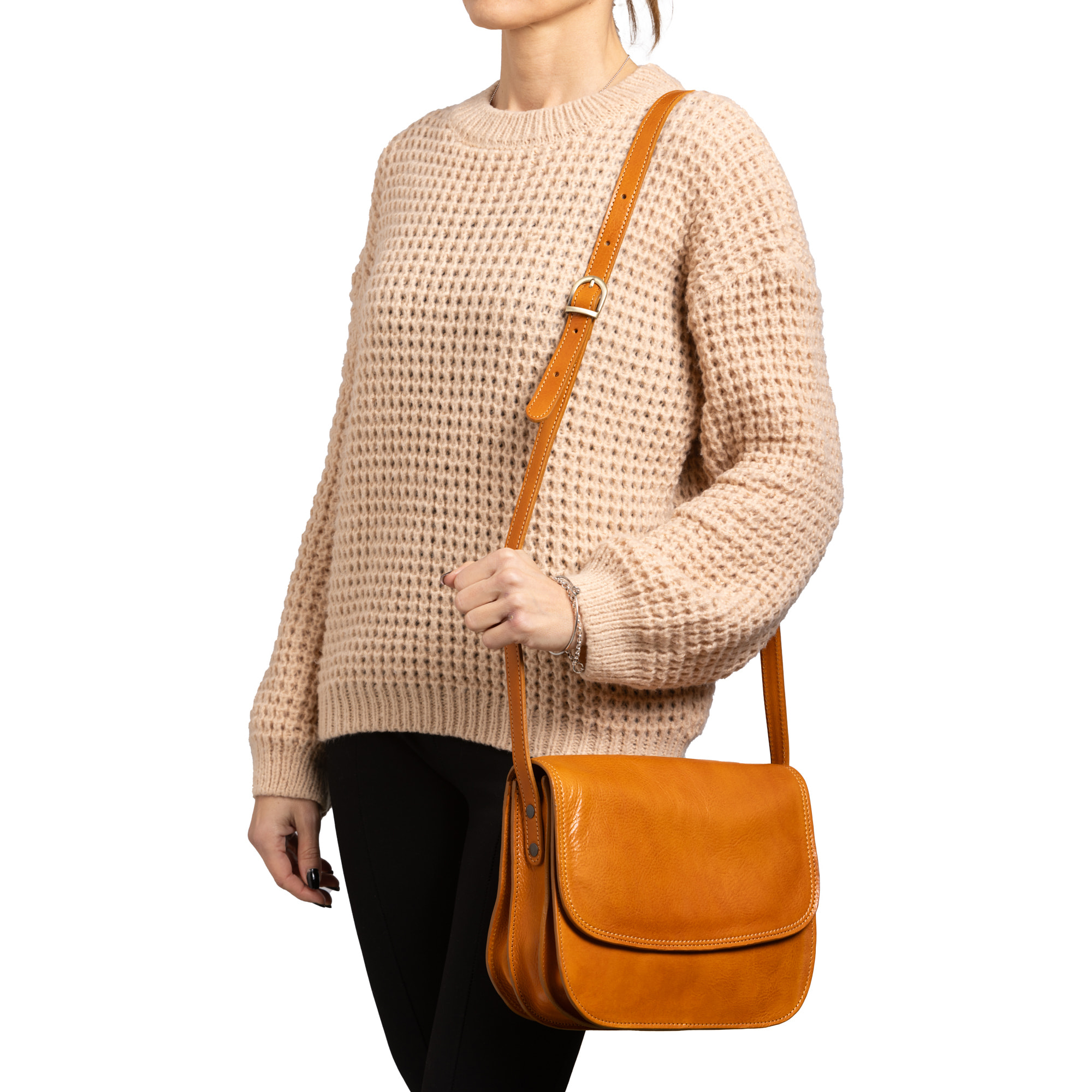 Borsa a tracolla  da donna In Vera pelle Made in Italy 27x20x12 cm