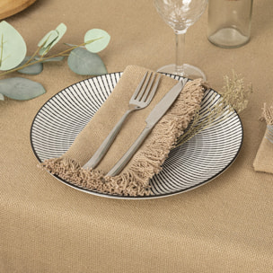 Lot de 2 serviettes de table "Maha" - coton - beige - 40x40 cm