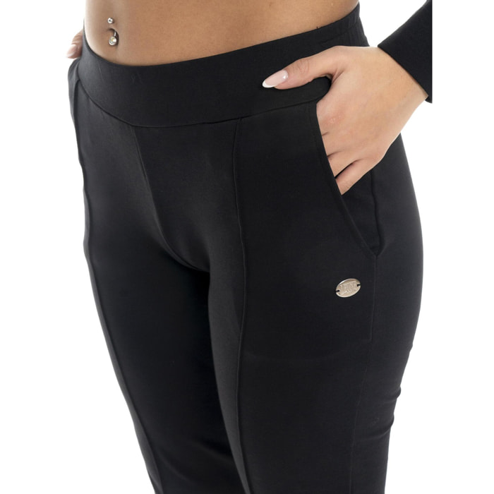 Pantalón de mujer de algodón sin forro polar con pinza Leone Basic