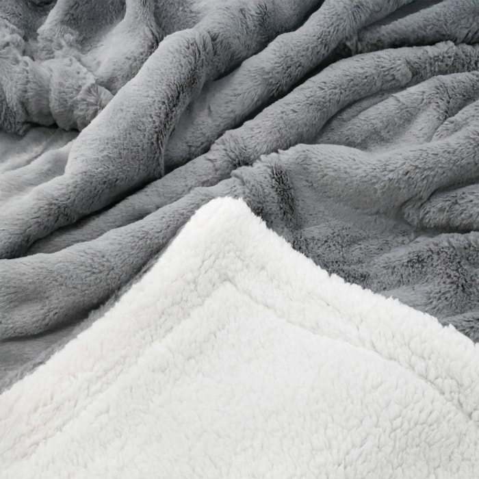 Plaid Couverture Imitation "Lapin" 220x240cm 610g/m² - Cocoon Gris clair