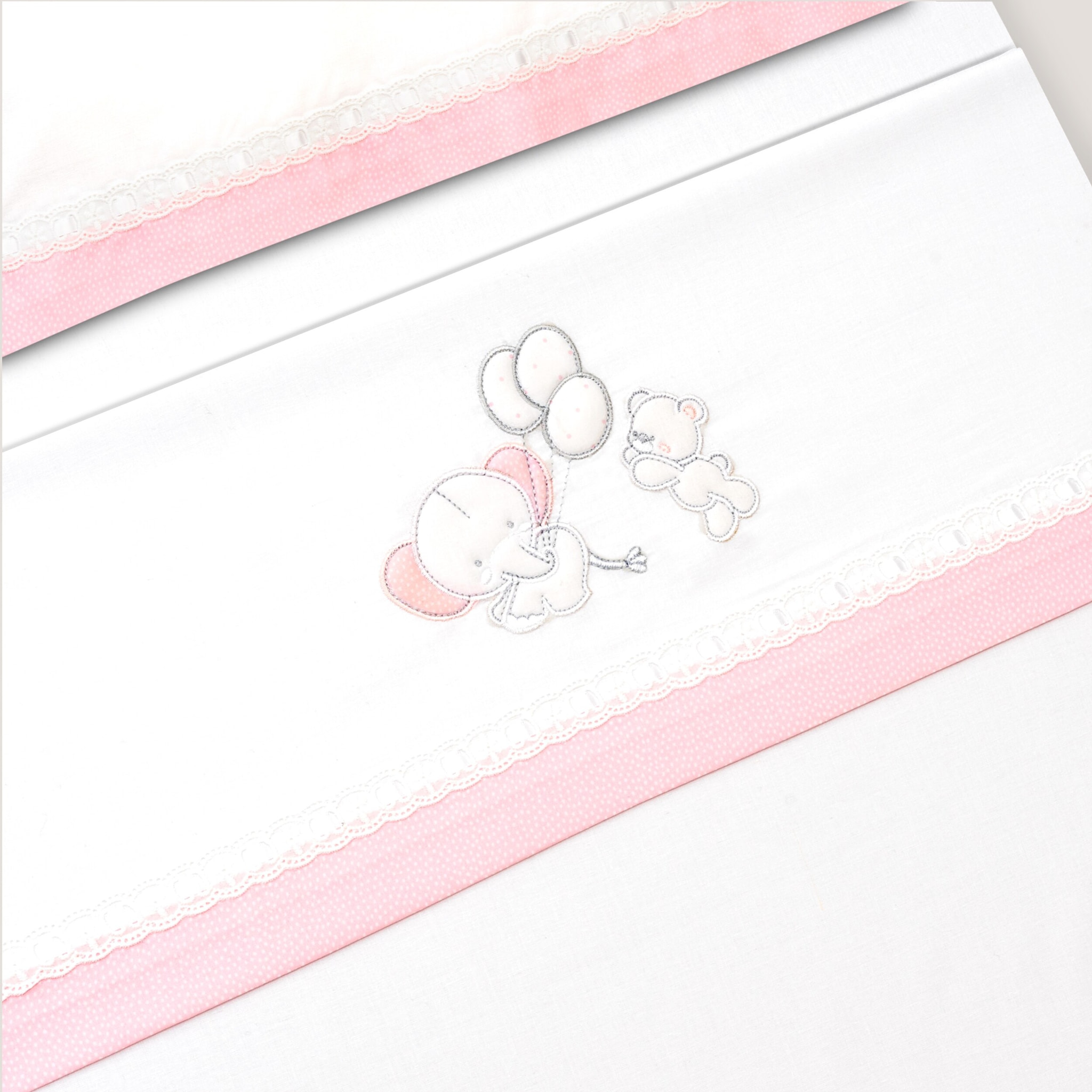 Triptico Minicuna Pasacinta Oso Elefante Globos Bco/Rosa