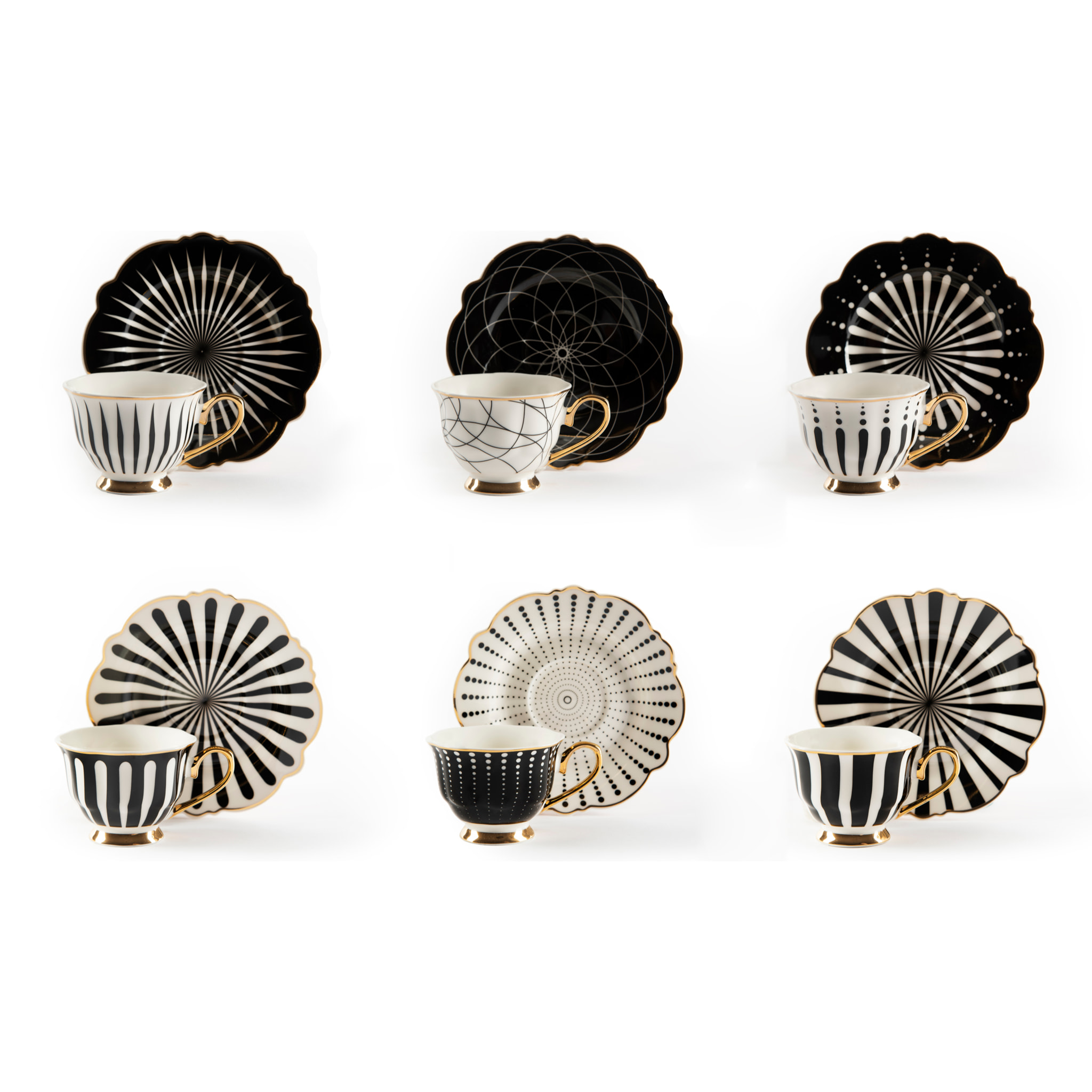 Set de 6 Tasses à Café avec Soucoupe Excelsa – Alice, New Bone China Multicolore