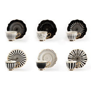 Set de 6 Tasses à Café avec Soucoupe Excelsa – Alice, New Bone China Multicolore