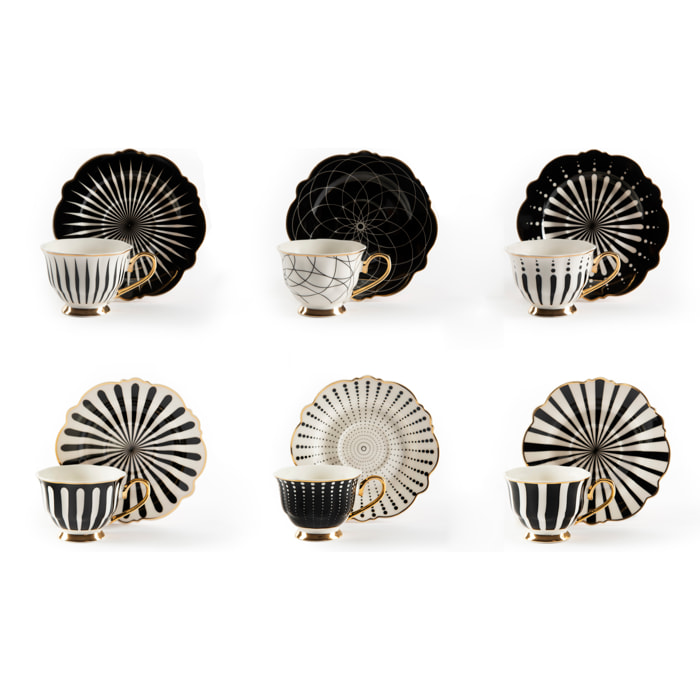 Set de 6 Tasses à Café avec Soucoupe Excelsa – Alice, New Bone China Multicolore