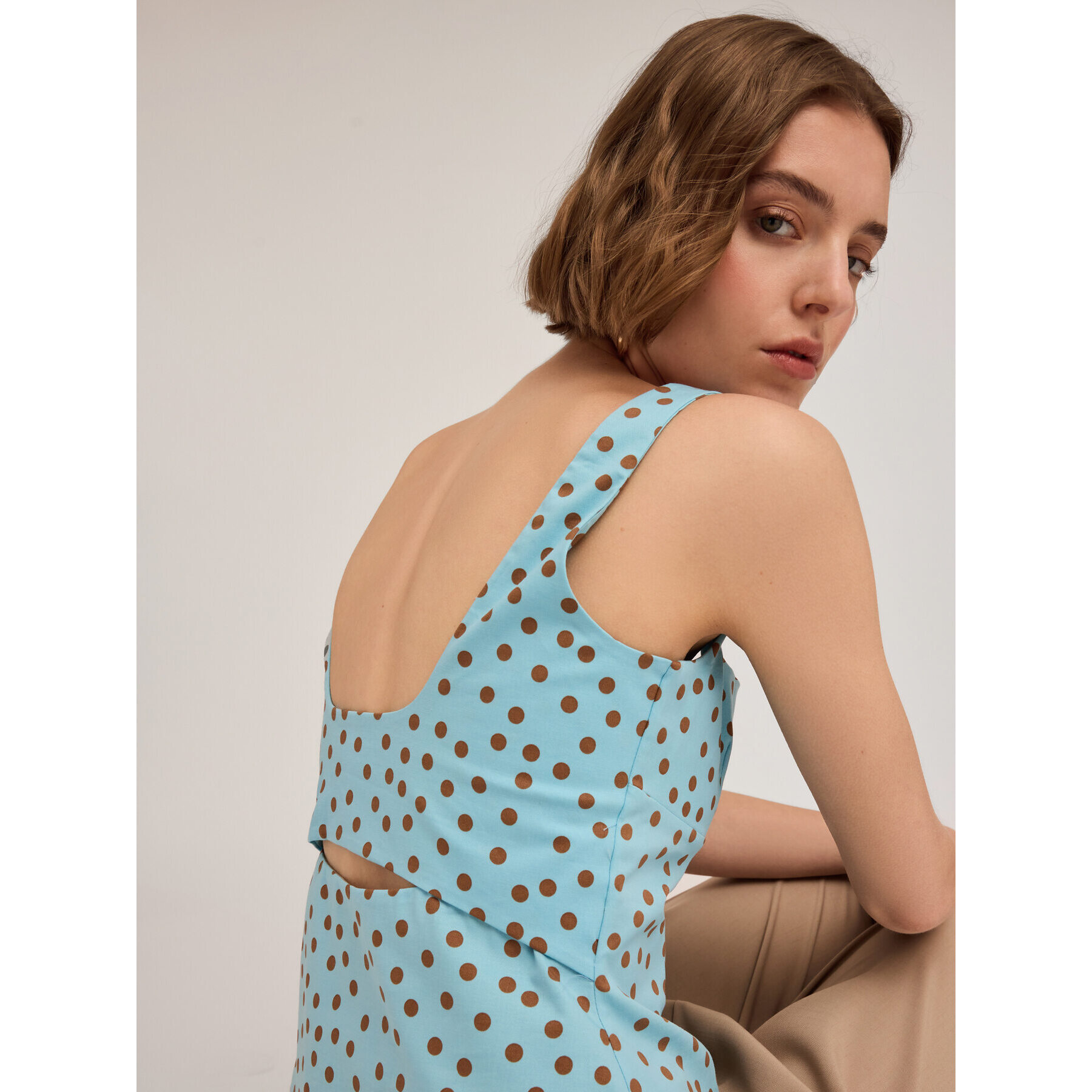 Motivi - Top bustier con recorte posterior de lunares - Light - blue
