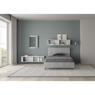 Cama de una plaza y medio sin somier 120x200 con cabecera recta cemento Demas