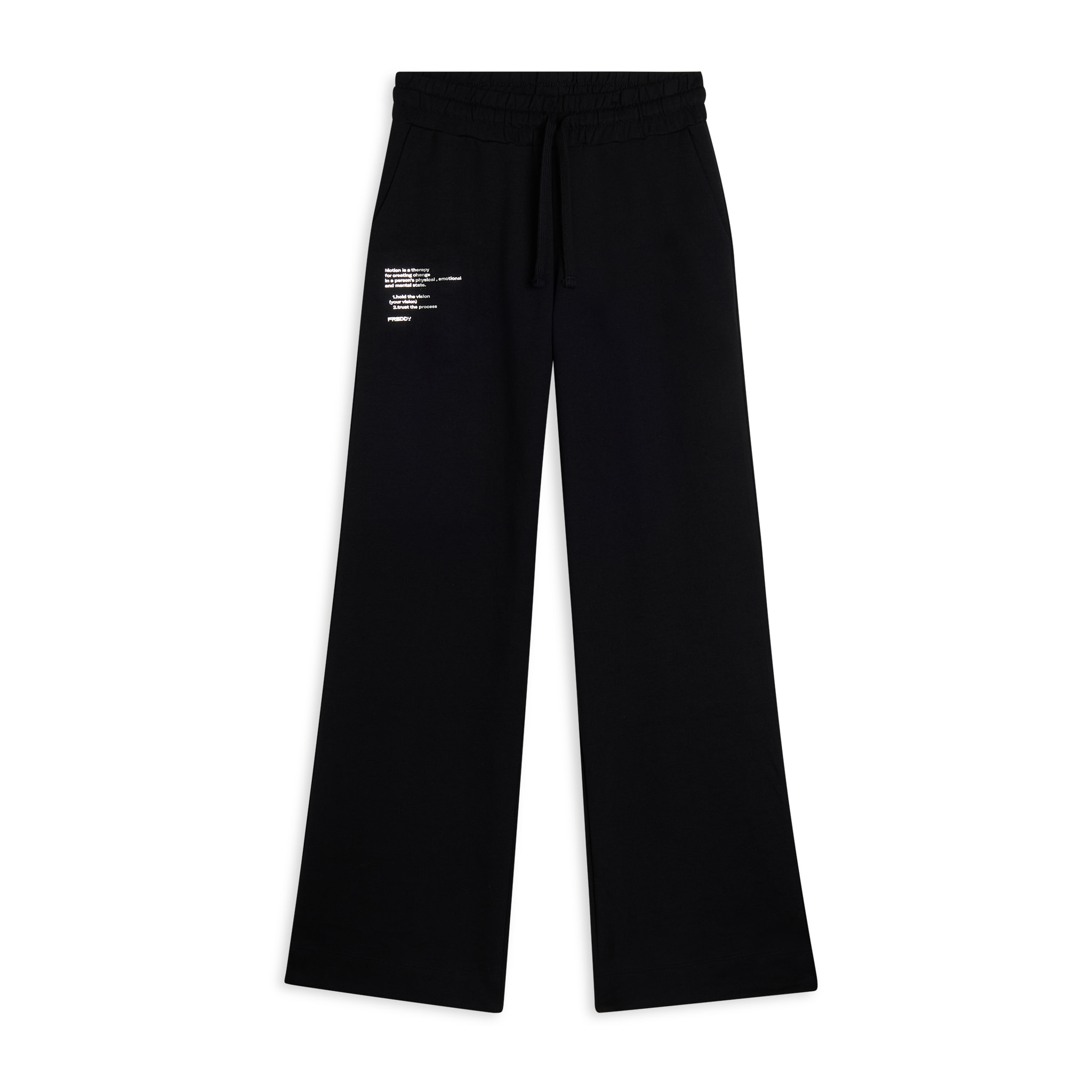 Jogger neri regular fit in french terry con gamba ampia