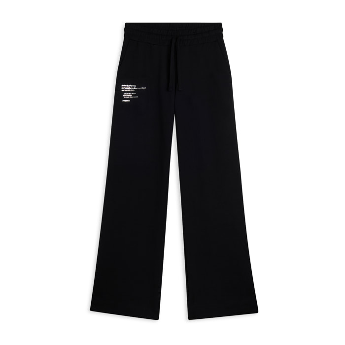 Jogger neri regular fit in french terry con gamba ampia