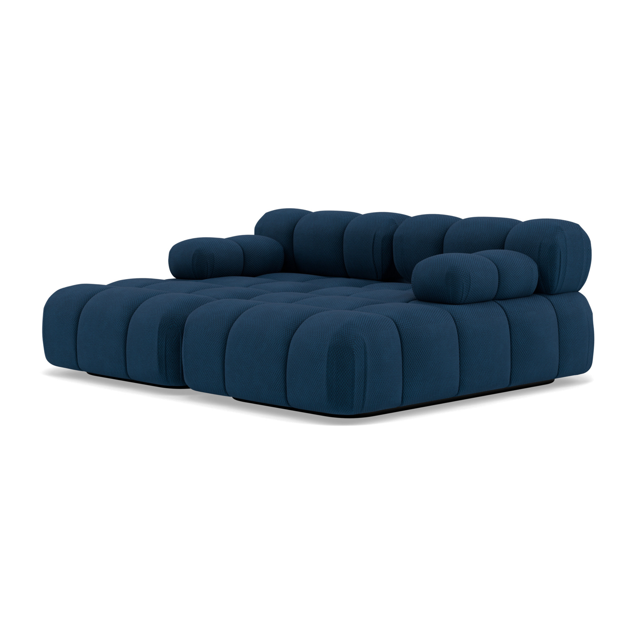 Ruby - canapé droit 4 places avec double méridienne - assise profonde - en velours texturé - Bleu