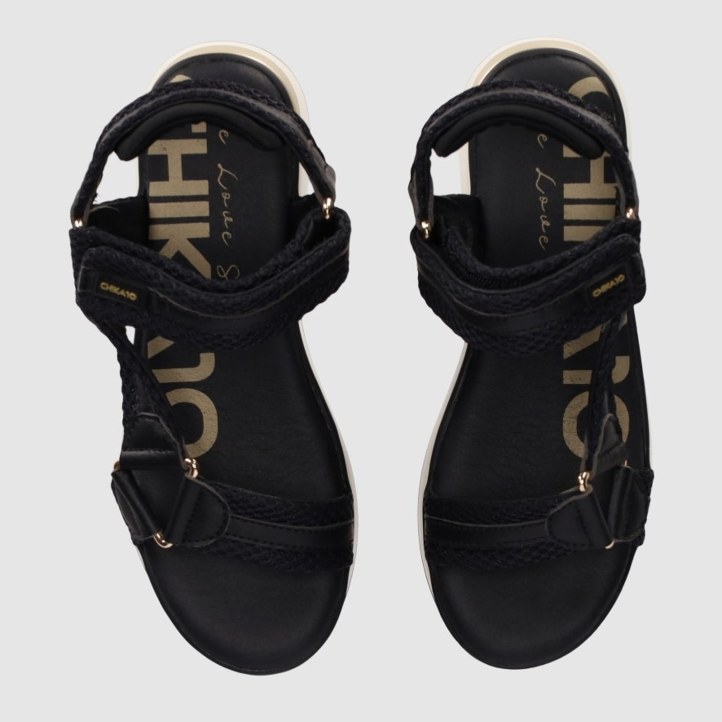 Sandalias de Piel Sintética - Negro - Tacón: 5 cm