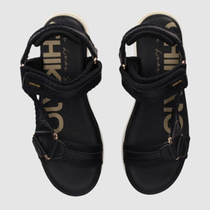 Sandalias de Piel Sintética - Negro - Tacón: 5 cm
