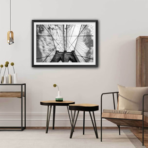 Affiche deco Brooklyn Bridge details Affiche + cadre en bois - Noir