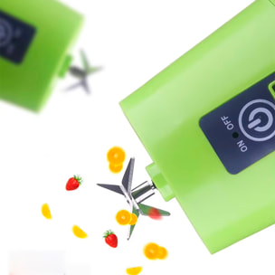 Frullatore elettrico portatile di 380ml, 15.000rpm, batteria da 2000mAh e coperchio con filtro.