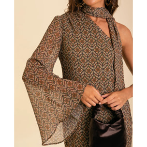 Vestido midi asimétrico con lazada