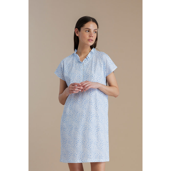 Camicia da notte donna in cotone con collo quattro bottoni articolo violet Noidinotte