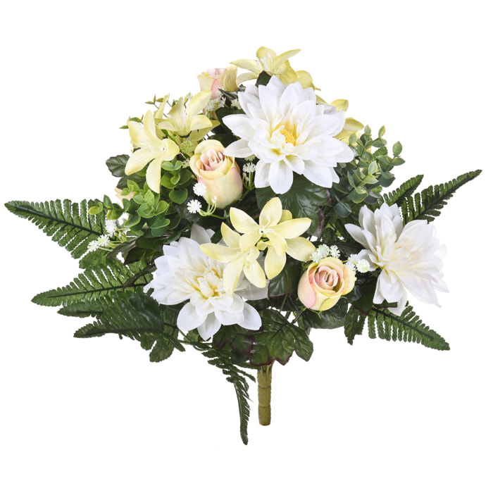 Bouquet c con dalie. Larghezza Cmd - Pezzi 2 - 20X60X20cm - Colore: Bianco - Bianchi Dino - Fiori Artificiali