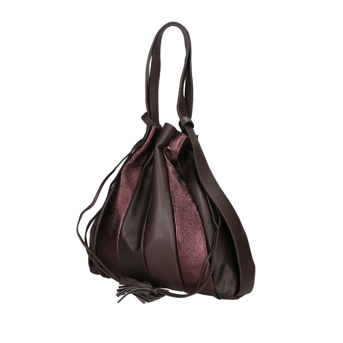 Borsa a spalla da Donna Oceania in Vera Pelle Made in Italy 37x34x6 cm