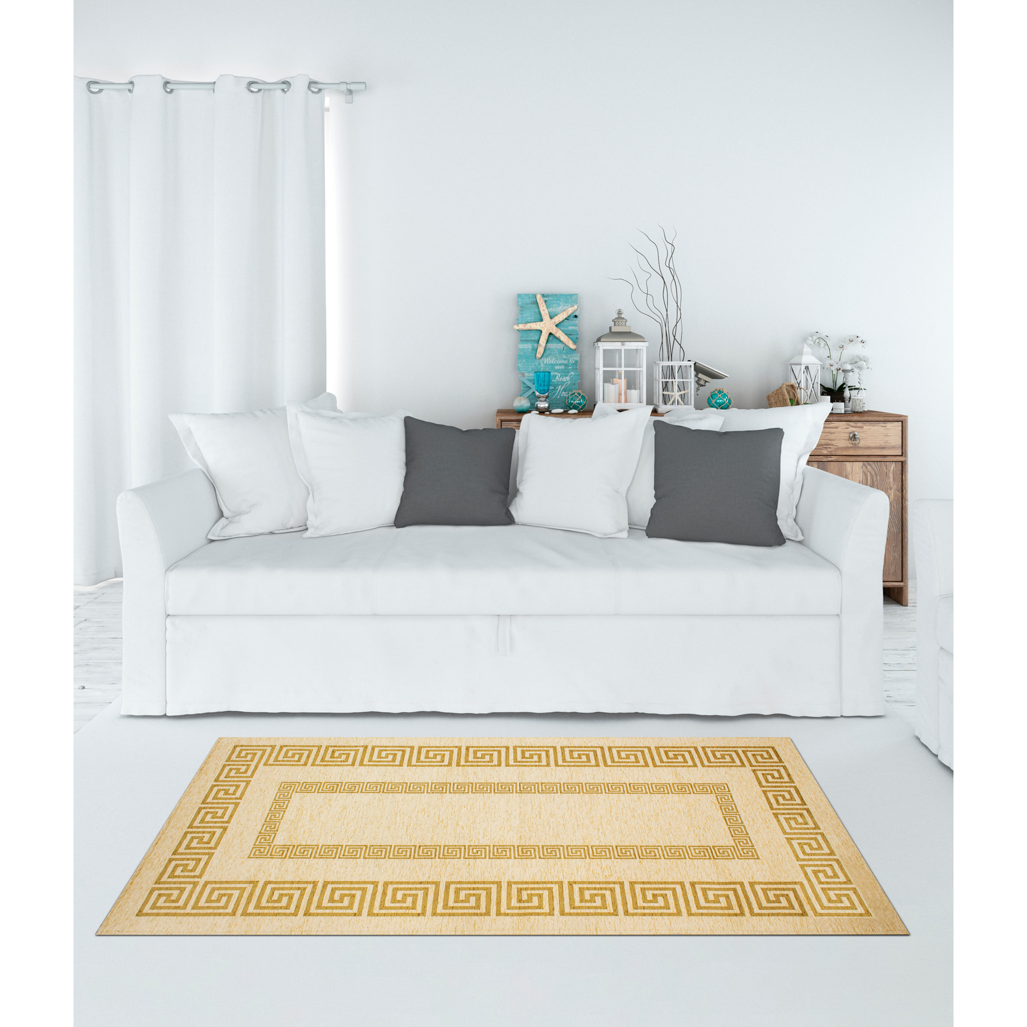 TAPPETO ARREDO ATENE CHAMPAGNE CON FONDO ANTISCIVOLO