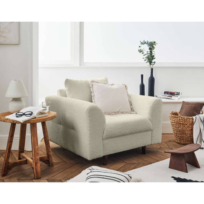 Rune - fauteuil - en tissu bouclette - Beige