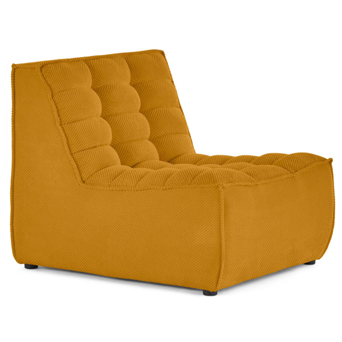 Ellie - module d'assise sans accoudoir en velours texturé - Jaune