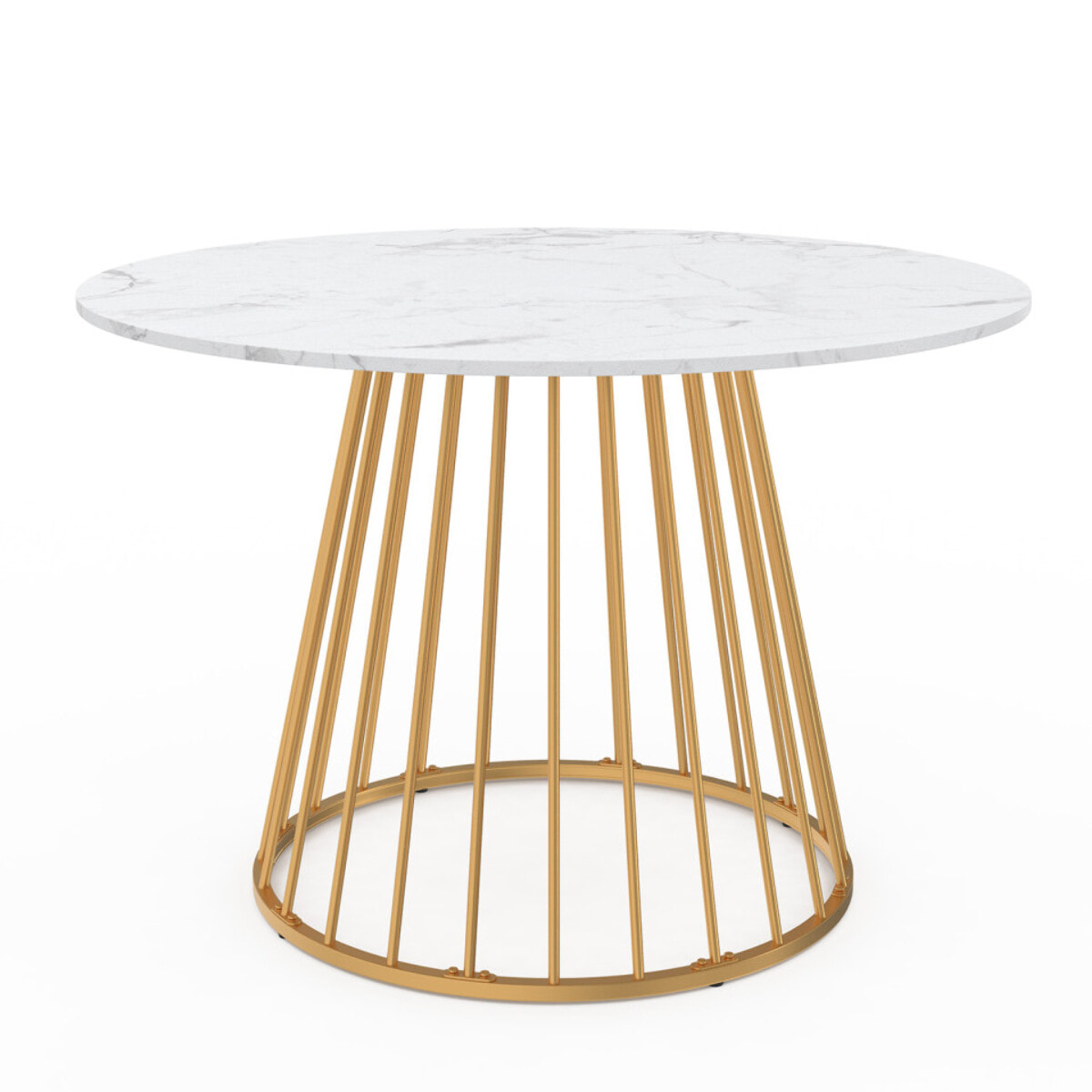 Table à manger ronde Adelle Ø110cm effet marbre et doré