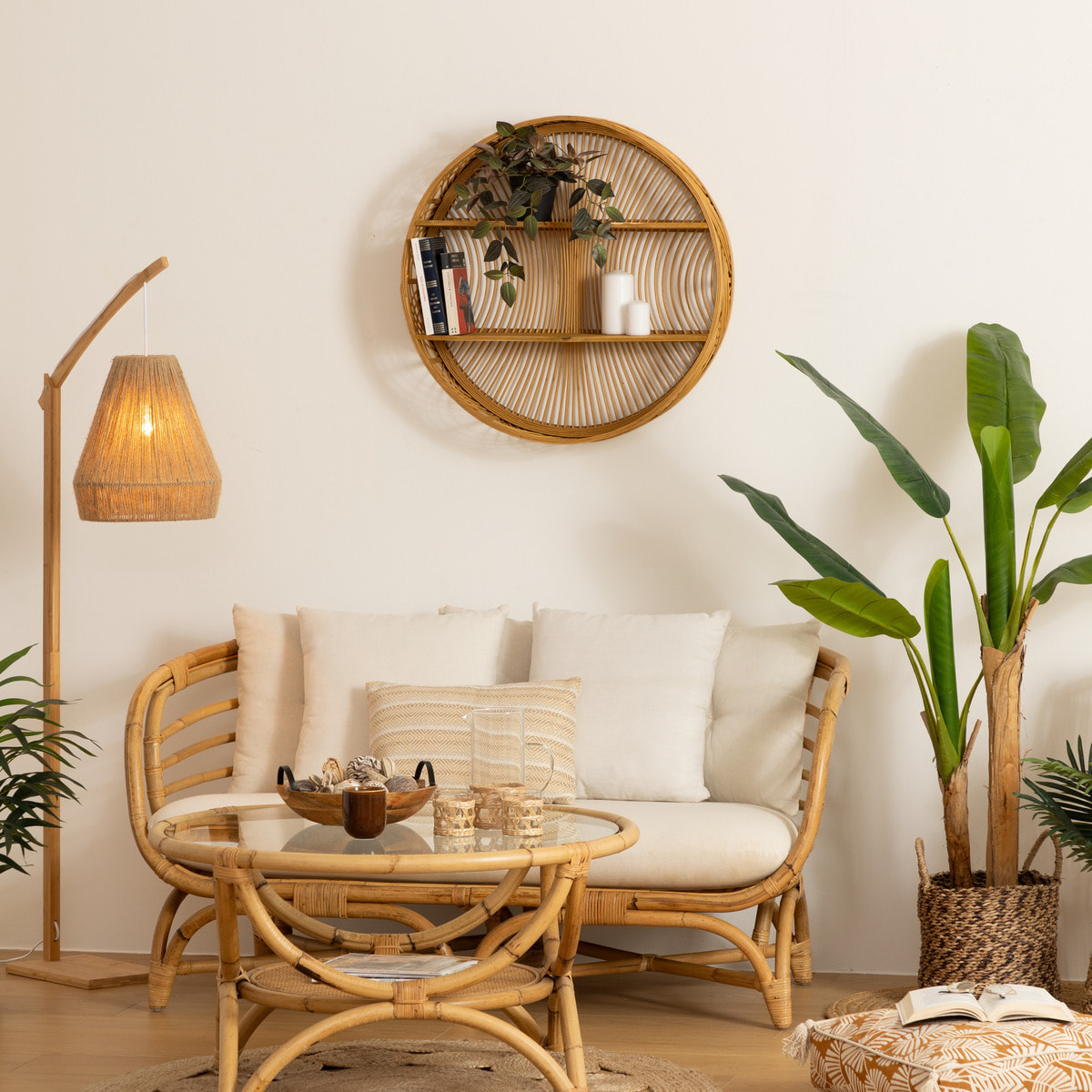 Étagère murale "Ina" - bambou - D70 cm