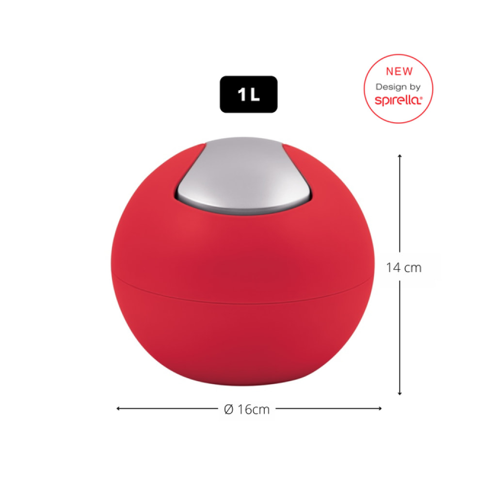 Poubelle à bascule BOWL MATT 1L Rouge mat Spirella