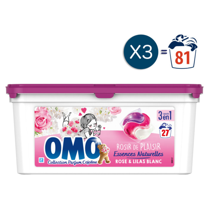 81 lavages - Capsules OMO Lessive Rose & Lilas Blanc (Lot de 3x27)